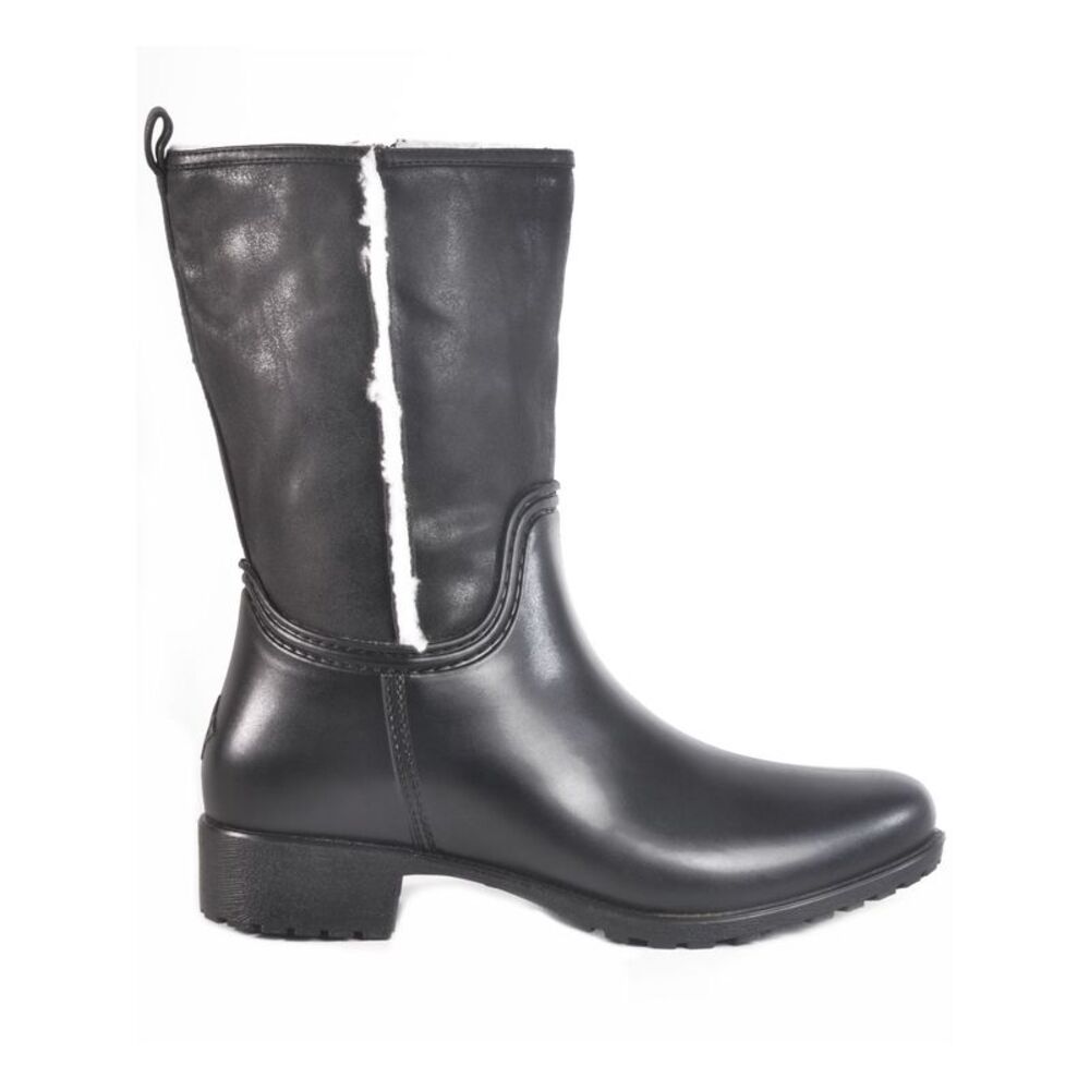 DAV Womens Black Distressed Cheyenne Round Toe Block Heel Rain Boots 11